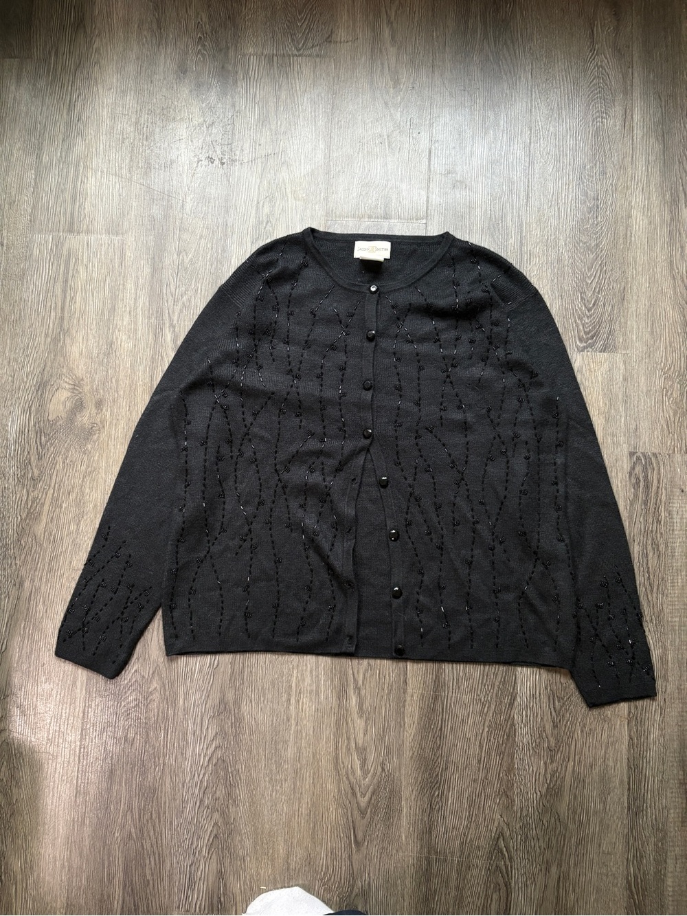 Jaclyn Smith Black Beaded Cardigan | L